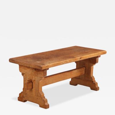 French Brutalist Style Gouged Carved Oak Coffee Table C 1960