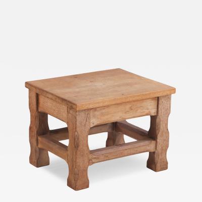 French Brutalist Style Oak Stool C 1960