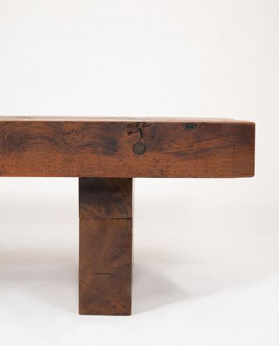 French Brutalist coffee table handcrafted in solid oak circa 1960 