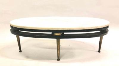 French Cantilevered Oval Cocktail Table