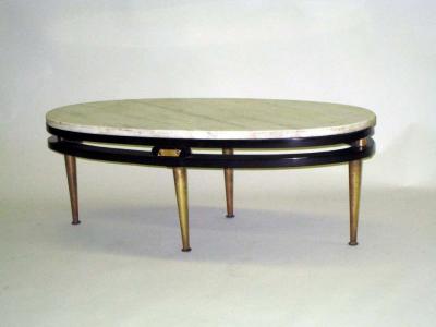 French Cantilevered Oval Cocktail Table
