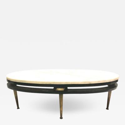 French Cantilevered Oval Cocktail Table