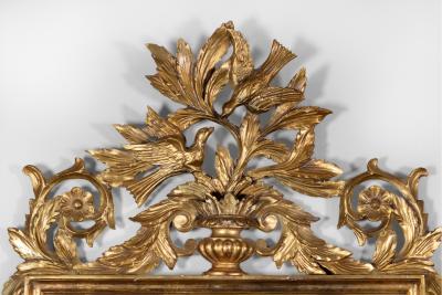 French Carved Giltwood Mirror Frame With Urn Foliage Birds Circa 1880