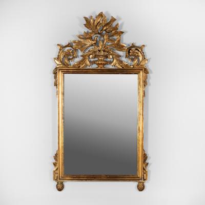 French Carved Giltwood Mirror Frame With Urn Foliage Birds Circa 1880