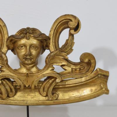 French Carved Giltwood Ornament With Winged Angel Head circa 1880 1900