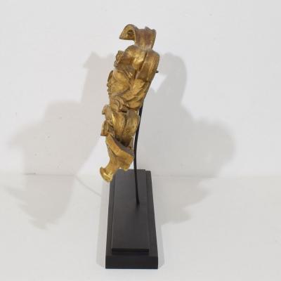 French Carved Giltwood Ornament With Winged Angel Head circa 1880 1900