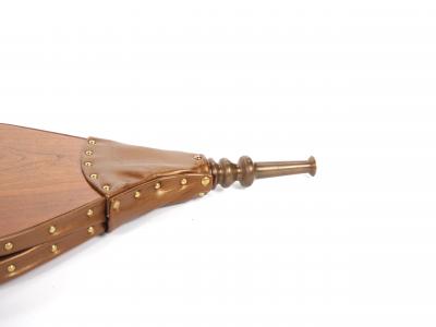 French Carved Walnut Forged Iron Leather Fireplace Bellows