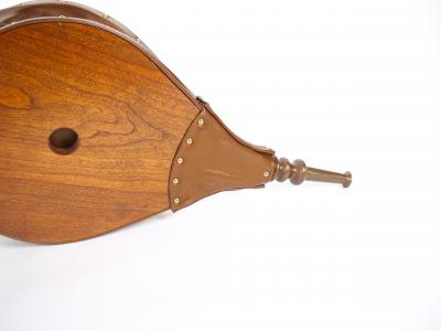 French Carved Walnut Forged Iron Leather Fireplace Bellows
