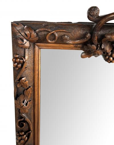 French Carved Walnut Mirror with Meandering Grape Vine