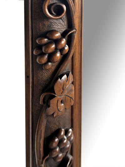 French Carved Walnut Mirror with Meandering Grape Vine