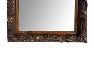 French Carved Walnut Mirror with Meandering Grape Vine