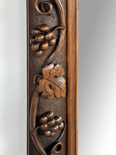 French Carved Walnut Mirror with Meandering Grape Vine