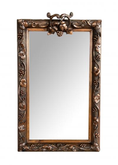 French Carved Walnut Mirror with Meandering Grape Vine