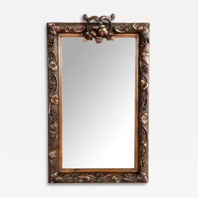 French Carved Walnut Mirror with Meandering Grape Vine