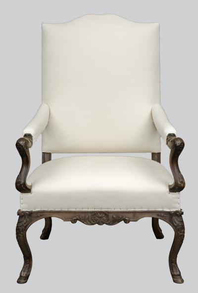 French Carved Walnut Open Arm Bergere Circa 1800