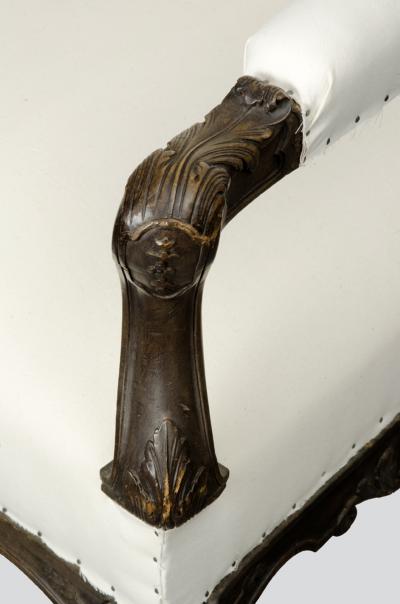 French Carved Walnut Open Arm Bergere Circa 1800