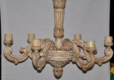 French Carved Wood Chandelier