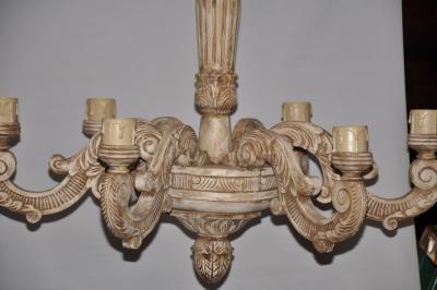 French Carved Wood Chandelier