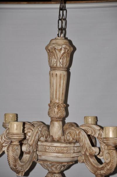 French Carved Wood Chandelier