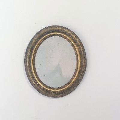 French Carved and Gilt Small Oval Mirror circa 1840
