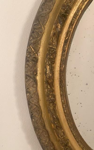 French Carved and Gilt Small Oval Mirror circa 1840