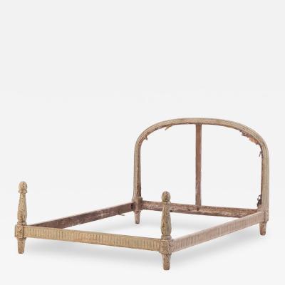 French Carved and Painted Full Size Bed C 1900