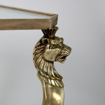 French Cast Bronze Coffee Table with Lion Head Motif Circa 1950