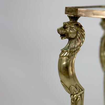 French Cast Bronze Coffee Table with Lion Head Motif Circa 1950