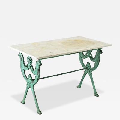 French Cast Iron Marble Bistro Table