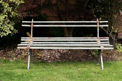French Cast Iron Strapwork Garden Bench Circa 1940