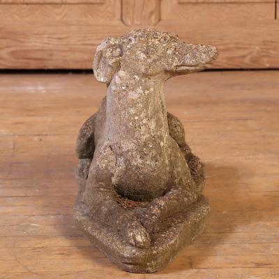 French Cast Stone Dog Statue C 1950