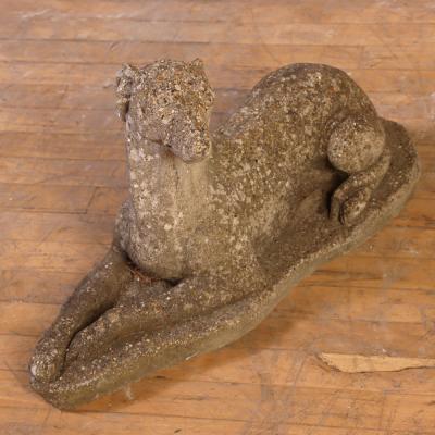 French Cast Stone Dog Statue C 1950