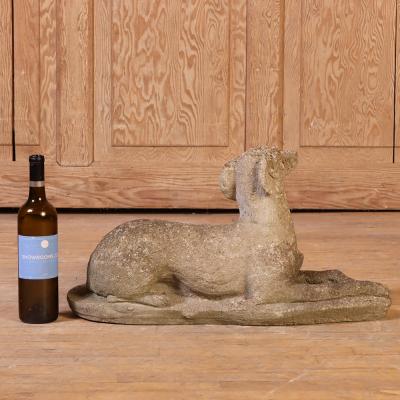 French Cast Stone Dog Statue C 1950