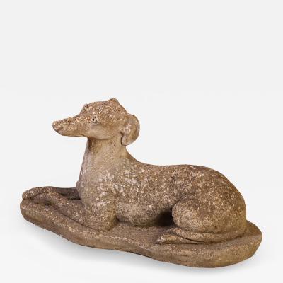 French Cast Stone Dog Statue C 1950