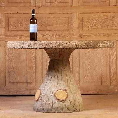 French Cast Stone Faux Bois Garden Table C 1960