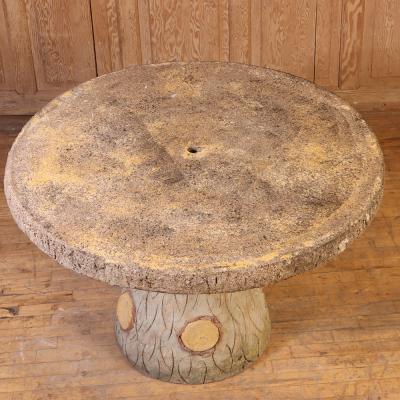 French Cast Stone Faux Bois Garden Table C 1960
