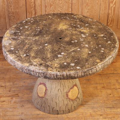 French Cast Stone Faux Bois Garden Table C 1960