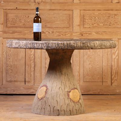 French Cast Stone Faux Bois Garden Table C 1960