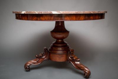 French Center Hall Louis Philippe Marble Top Table