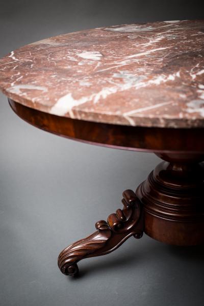 French Center Hall Louis Philippe Marble Top Table