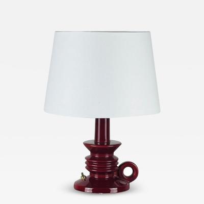 French Ceramic Bougeoir Table or Desk Lamp with Parchment Paper Shade