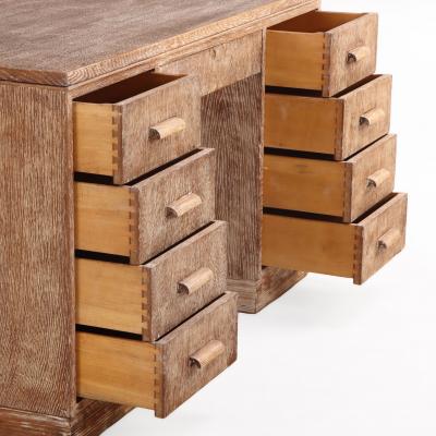 French Cerused Oak Double Pedestal Desk C 1940 