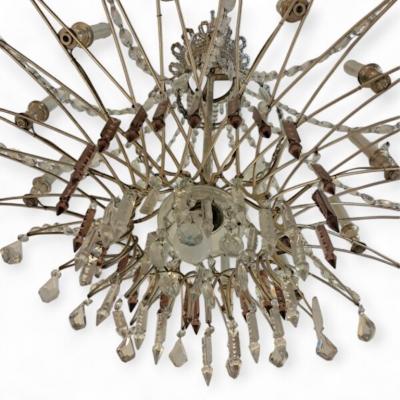 French Chandelier in White and Violet Cut Crystal