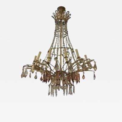French Chandelier in White and Violet Cut Crystal