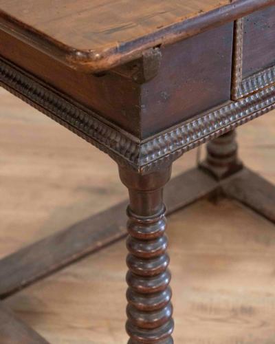 French Changer s Table from Jura in Walnut with Turned Legs 18th Century