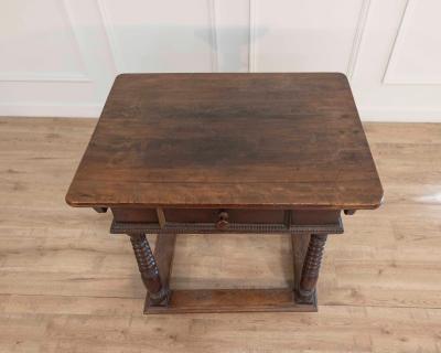 French Changer s Table from Jura in Walnut with Turned Legs 18th Century