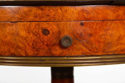 French Charles X Antique Burlwood Marble Drum Top Side or End Table