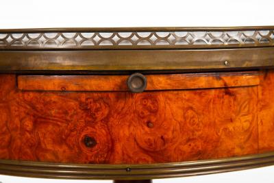 French Charles X Antique Burlwood Marble Drum Top Side or End Table