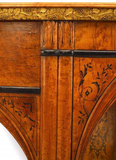 French Charles X Birds Eye Maple Mirrored Console Table