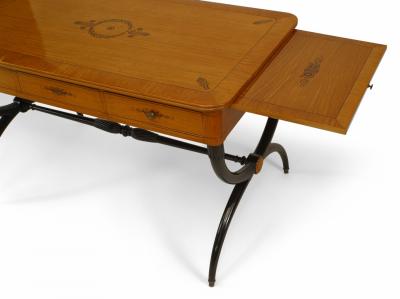 French Charles X Maple Cross Leg Table Desk